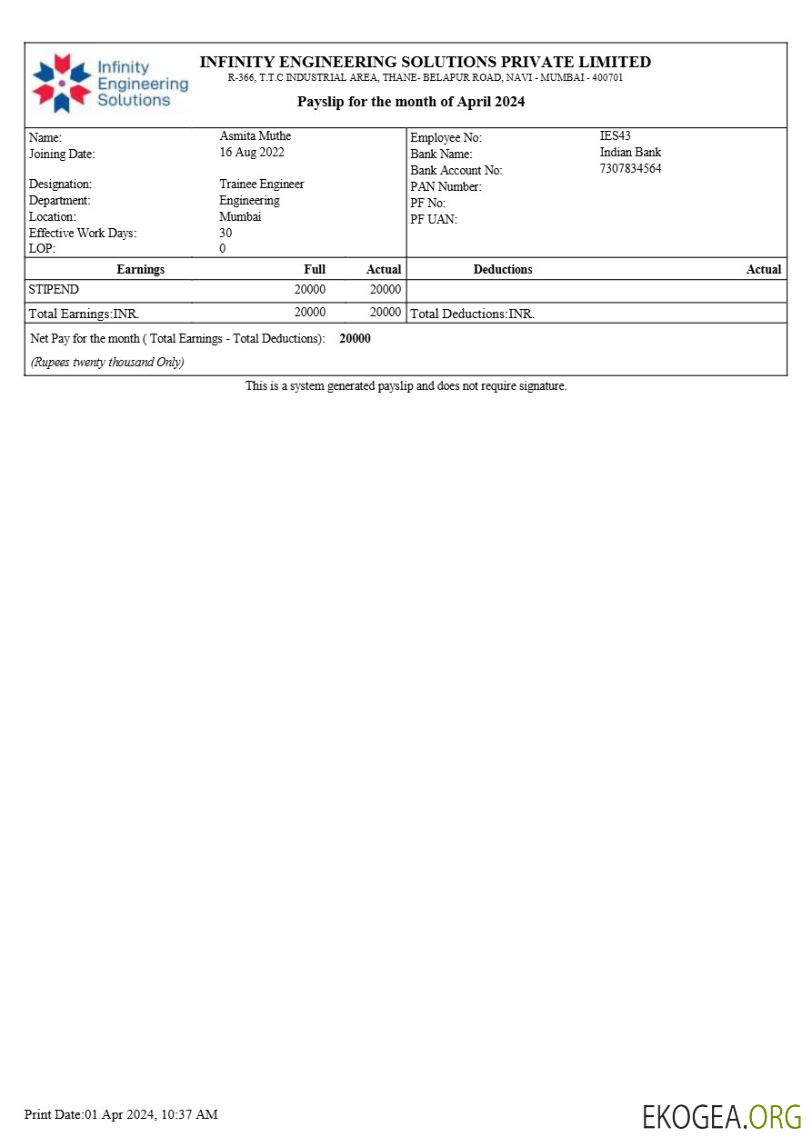 Modèle de fiche de paie Infinity Engineering Solutions aux formats Word et PDF.pdf, 1